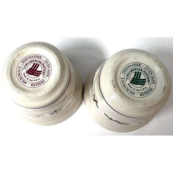 Longaberger Pottery Patterned Small Bowls, Candle Holders - Set Of 2 - Picture 5 of 7